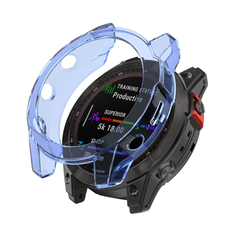 For Garmin Fenix 7 Pro Half-Package TPU Watch Protective Case(Transparent Blue) - Watch Cases by PMC TechLife | Online Shopping South Africa | PMC TechLife | Buy Now Pay Later Mobicred