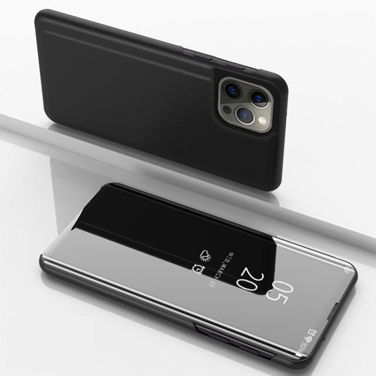 For iPhone 16 Pro Max Plated Mirror Horizontal Flip Leather Phone Case with Holder(Black) - free shipping - PMC TechLife - Order now!