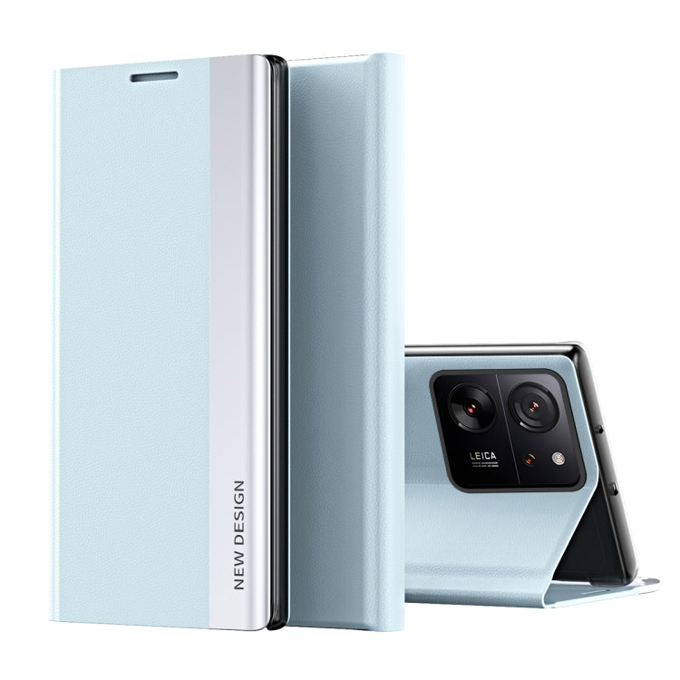 For Xiaomi 13T Pro Side Electroplated Adsorption Leather Phone Case(Blue) - Xiaomi Cases by PMC TechLife | Online Shopping South Africa | PMC TechLife | Buy Now Pay Later Mobicred