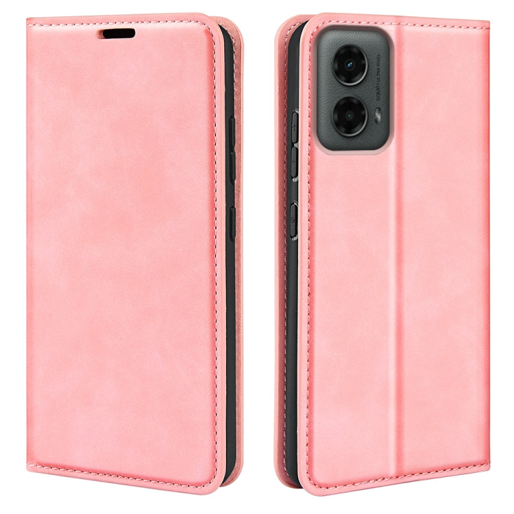 For Motorola Moto G 5G 2024 Retro-skin Magnetic Suction Leather Phone Case(Pink) - Motorola Cases by PMC Jewellery | Online Shopping South Africa | PMC Jewellery | Buy Now Pay Later Mobicred