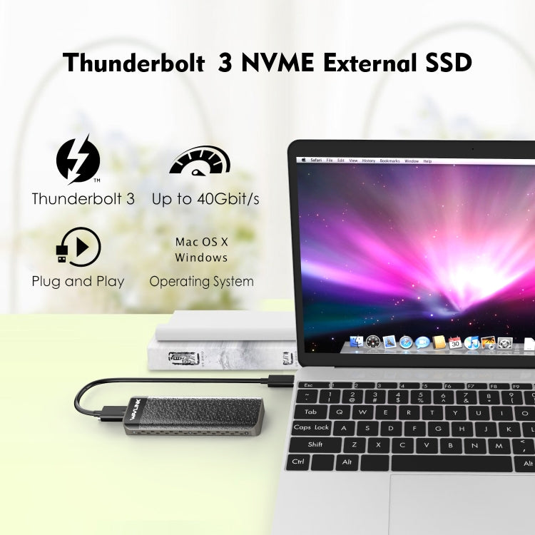 Wavlink UTE02 Thunderbolt 3 NVME M.2 Solid State Leather Metal SSD External Hard Drive Box - HDD Enclosure by WAVLINK | Online Shopping South Africa | PMC Jewellery | Buy Now Pay Later Mobicred