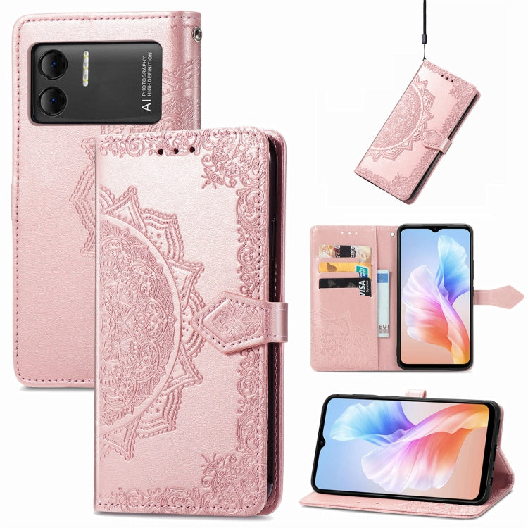 For DOOGEE X98 Pro / X98 Mandala Flower Embossed Leather Phone Case(Rose Gold) - Doogee Cases by PMC Jewellery | Online Shopping South Africa | PMC Jewellery | Buy Now Pay Later Mobicred