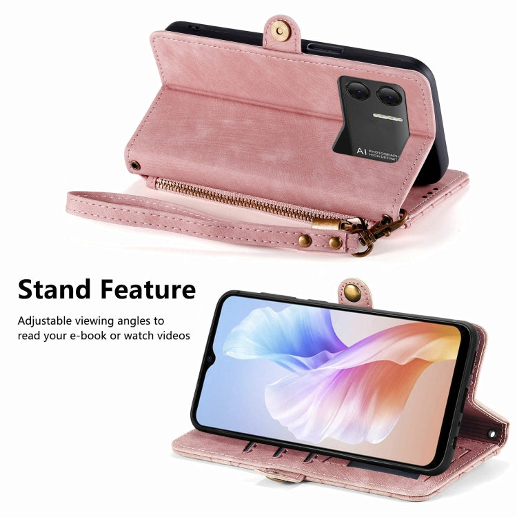 For DOOGEE X98 Pro / X98 Geometric Zipper Wallet Side Buckle Leather Phone Case(Pink) - Doogee Cases by PMC Jewellery | Online Shopping South Africa | PMC Jewellery | Buy Now Pay Later Mobicred