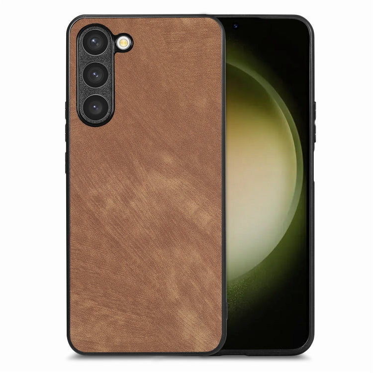 For Samsung Galaxy S25 5G Vintage Leather PC Back Cover Phone Case(Brown) - Galaxy S25 5G Cases by PMC Jewellery | Online Shopping South Africa | PMC Jewellery | Buy Now Pay Later Mobicred