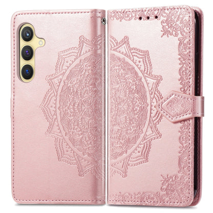 For Samsung Galaxy S25 5G Mandala Flower Embossed Leather Phone Case(Rose Gold) - Galaxy S25 5G Cases by PMC Jewellery | Online Shopping South Africa | PMC Jewellery | Buy Now Pay Later Mobicred