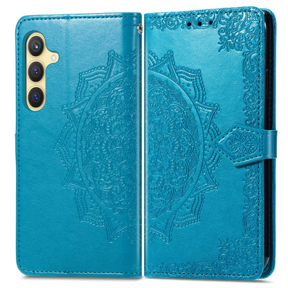 For Samsung Galaxy S25+ 5G Mandala Flower Embossed Leather Phone Case(Blue) - Galaxy S25+ 5G Cases by PMC Jewellery | Online Shopping South Africa | PMC Jewellery | Buy Now Pay Later Mobicred