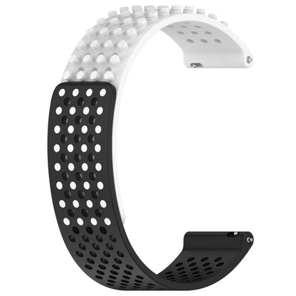 For Garmin VivoMove Style 20mm Holes Breathable 3D Dots Silicone Watch Band(White+Black) - Watch Bands by PMC Jewellery | Online Shopping South Africa | PMC Jewellery