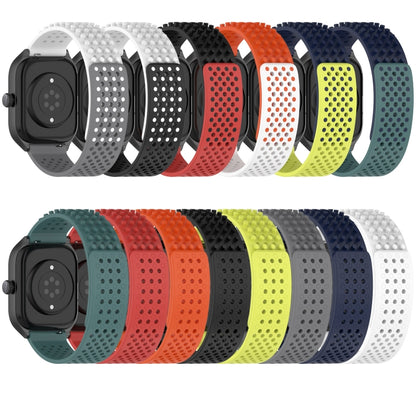 For Garmin Forerunner 55 20mm Holes Breathable 3D Dots Silicone Watch Band(White+Grey) - Watch Bands by PMC Jewellery | Online Shopping South Africa | PMC Jewellery