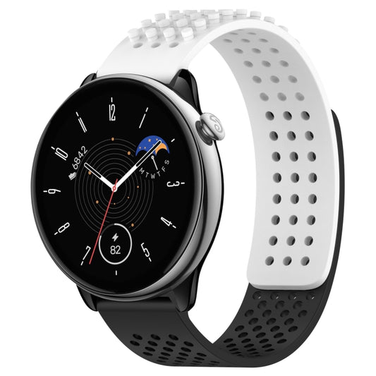 For Amazfit GTR Mini 20mm Holes Breathable 3D Dots Silicone Watch Band(White+Black) - Watch Bands by PMC Jewellery | Online Shopping South Africa | PMC Jewellery