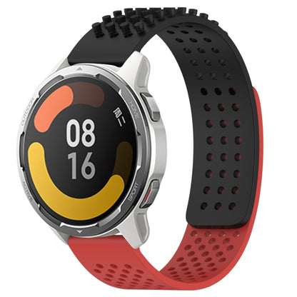 For Xiaomi MI Watch Color 2 22mm Holes Breathable 3D Dots Silicone Watch Band(Black+Red) - Watch Bands by PMC Jewellery | Online Shopping South Africa | PMC Jewellery