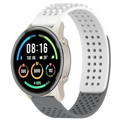 For Xiaomi MI Watch Sport 22mm Holes Breathable 3D Dots Silicone Watch Band(White+Grey) - Watch Bands by PMC Jewellery | Online Shopping South Africa | PMC Jewellery