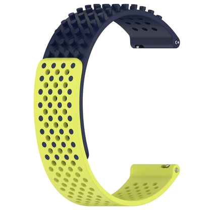 For Xiaomi Haylou RT2 LS10 22mm Holes Breathable 3D Dots Silicone Watch Band(Midnight Blue+Lime Green) - Watch Bands by PMC Jewellery | Online Shopping South Africa | PMC Jewellery