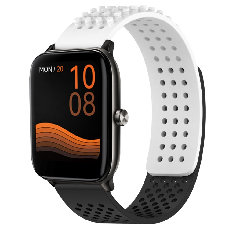 For Xiaomi Haylou GST LS09B 22mm Holes Breathable 3D Dots Silicone Watch Band(White+Black) - Watch Bands by PMC Jewellery | Online Shopping South Africa | PMC Jewellery