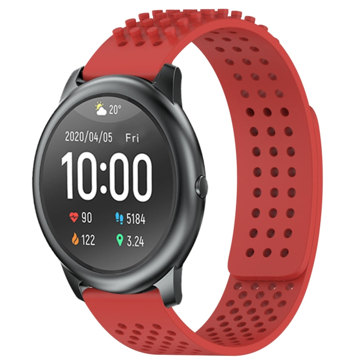 For Xiaomi Haylou RT LS05S 22mm Holes Breathable 3D Dots Silicone Watch Band(Red) - Watch Bands by PMC Jewellery | Online Shopping South Africa | PMC Jewellery