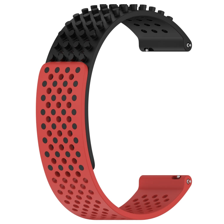 For Amazfit GTR 47mm 22mm Holes Breathable 3D Dots Silicone Watch Band(Black+Red) - Watch Bands by PMC Jewellery | Online Shopping South Africa | PMC Jewellery