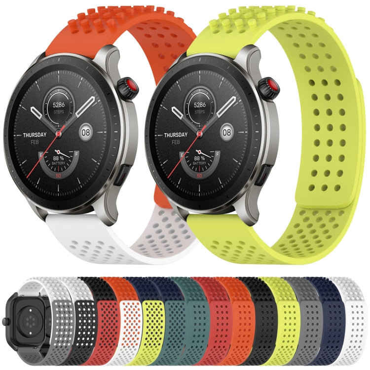 For Amazfit GTR 3 22mm Holes Breathable 3D Dots Silicone Watch Band(White+Black) - Watch Bands by PMC Jewellery | Online Shopping South Africa | PMC Jewellery