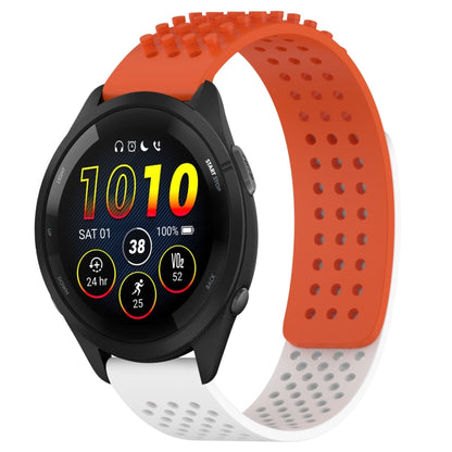 For Garmin Forerunner 265 22mm Holes Breathable 3D Dots Silicone Watch Band(Orange+White) - Watch Bands by PMC Jewellery | Online Shopping South Africa | PMC Jewellery