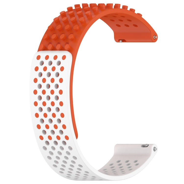 For Garmin Forerunner 265 22mm Holes Breathable 3D Dots Silicone Watch Band(Orange+White) - Watch Bands by PMC Jewellery | Online Shopping South Africa | PMC Jewellery