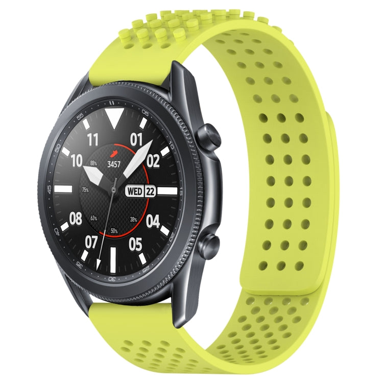 For Samsung Galaxy Watch3 45mm 22mm Holes Breathable 3D Dots Silicone Watch Band(Lime Green) - Watch Bands by PMC Jewellery | Online Shopping South Africa | PMC Jewellery