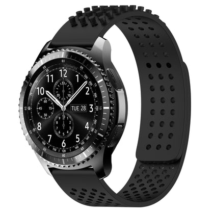 For Samsung Gear S3 Frontier 22mm Holes Breathable 3D Dots Silicone Watch Band(Black) - Watch Bands by PMC Jewellery | Online Shopping South Africa | PMC Jewellery