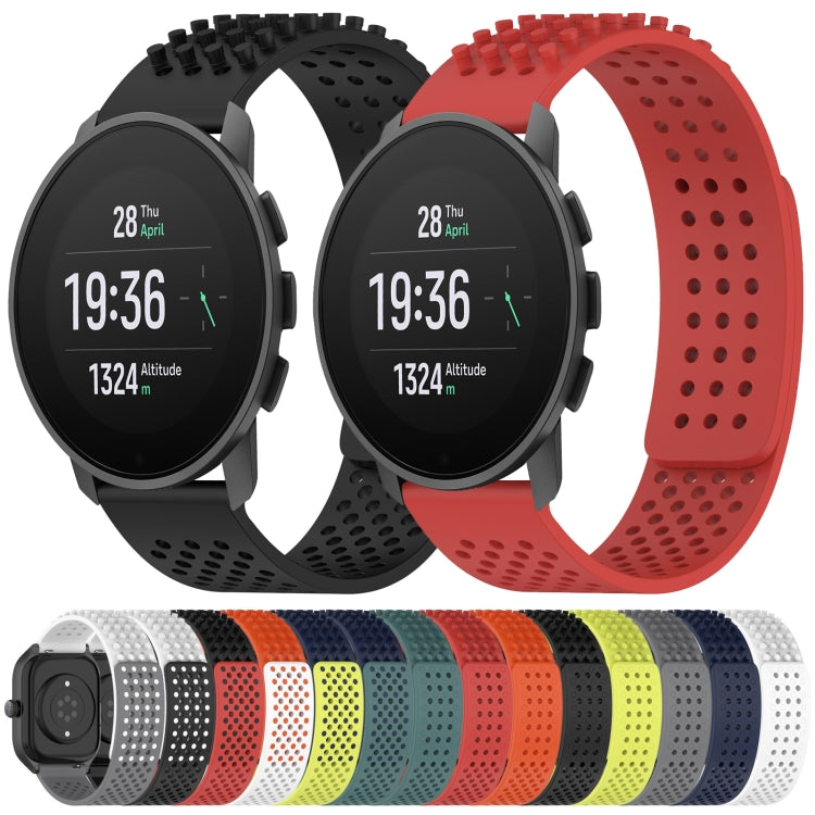 For SUUNTO 9 Peak Pro 22mm Holes Breathable 3D Dots Silicone Watch Band(Black) -  by PMC Jewellery | Online Shopping South Africa | PMC Jewellery