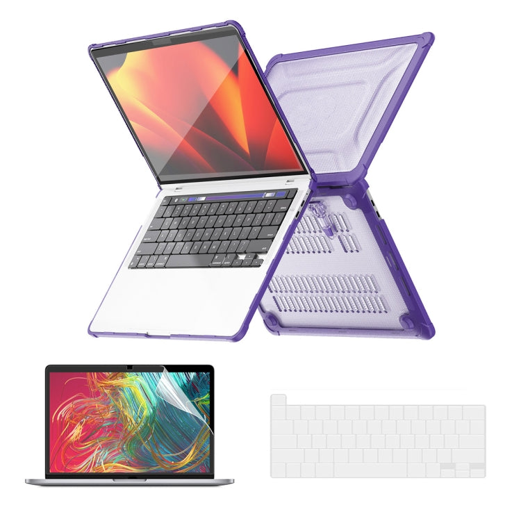 For MacBook Pro 16 A2141 ENKAY Hat-Prince 3 in 1 Protective Bracket Case Cover Hard Shell with TPU Keyboard Film / PET Screen Protector, Version:US(Purple) - MacBook Pro Cases by ENKAY | Online Shopping South Africa | PMC Jewellery | Buy Now Pay Later Mobicred