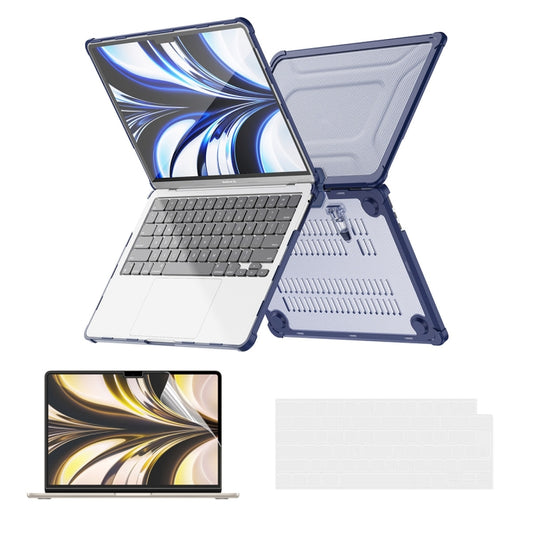 For MacBook Air 13.6 2022/2024  A2681 (M2) / A3113  (M3) ENKAY Hat-Prince 3 in 1 Protective Bracket Case Cover Hard Shell with TPU Keyboard Film / PET Screen Protector, Version:EU(Dark Blue) - MacBook Air Cases by ENKAY | Online Shopping South Africa | PMC Jewellery | Buy Now Pay Later Mobicred