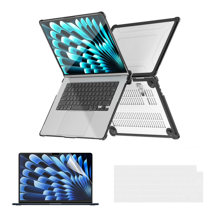 For MacBook Air 15.3 A2941/M3 2024 A3114 ENKAY Hat-Prince 3 in 1 Protective Bracket Case Cover Hard Shell with TPU Keyboard Film / PET Screen Protector, Version:EU(Black) - MacBook Air Cases by ENKAY | Online Shopping South Africa | PMC Jewellery | Buy Now Pay Later Mobicred