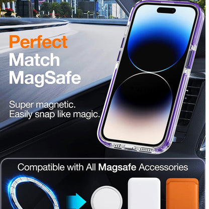 For iPhone 14 Dual-color MagSafe TPU Hybrid Clear PC Shockproof Phone Case(White) - iPhone 14 Cases by PMC Jewellery | Online Shopping South Africa | PMC Jewellery