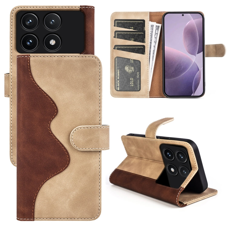 For Xiaomi Redmi K70 Stitching Horizontal Flip Leather Phone Case(Yellow) - free shipping - PMC Jewellery - Order now!