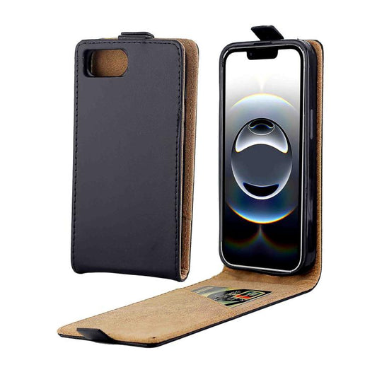 For iPhone 16e Vertical Flip Leather Phone Case with Card Slot(Black) - iPhone 16e Cases by PMC Jewellery | Online Shopping South Africa | PMC Jewellery | Buy Now Pay Later Mobicred