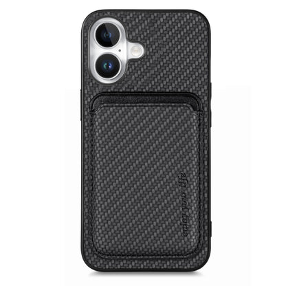 For iPhone 16 Plus Carbon Fiber Leather Card Magsafe Phone Case(Black) - iPhone 16 Plus Cases by PMC Jewellery | Online Shopping South Africa | PMC Jewellery | Buy Now Pay Later Mobicred