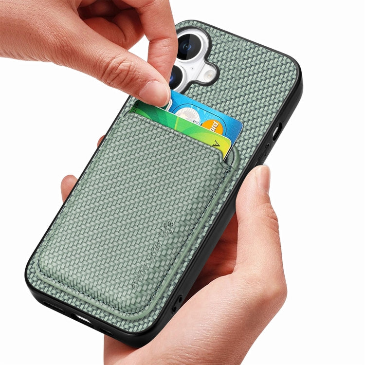 For iPhone 16 Plus Carbon Fiber Leather Card Magsafe Phone Case(Green) - iPhone 16 Plus Cases by PMC Jewellery | Online Shopping South Africa | PMC Jewellery | Buy Now Pay Later Mobicred