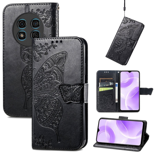 For Ulefone Note 15 Butterfly Love Flower Embossed Leather Phone Case(Black) - Ulefone Cases by PMC Jewellery | Online Shopping South Africa | PMC Jewellery | Buy Now Pay Later Mobicred