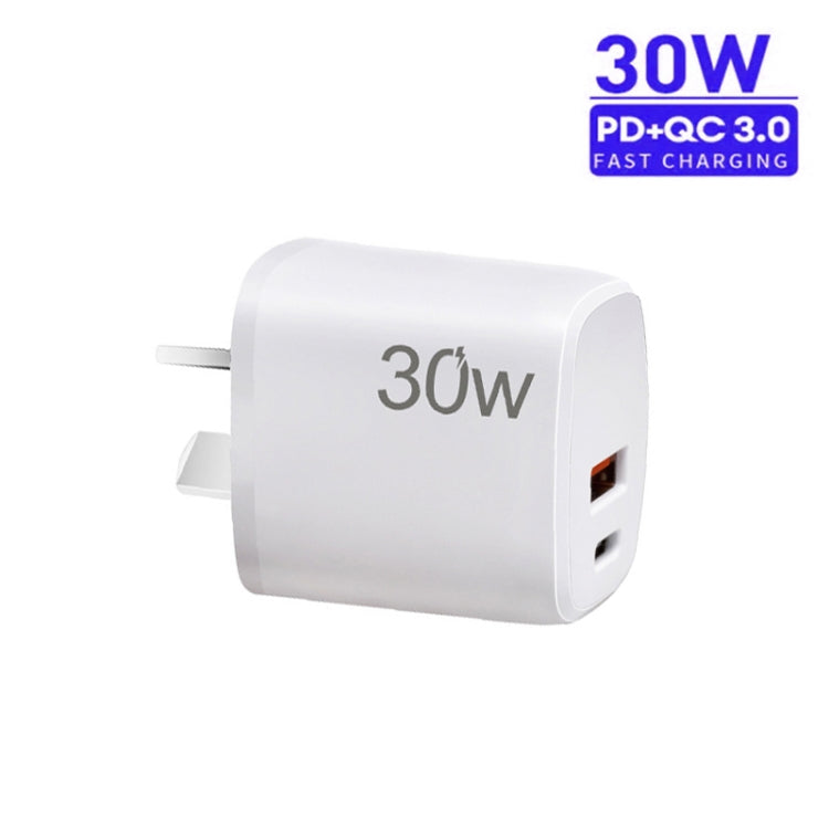 PD30W USB-C / Type-C + QC3.0 USB Charger with 1m USB to Micro USB Data Cable, AU Plug(White) - free shipping - PMC TechLife - Order now!