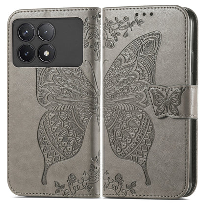 For Xiaomi Redmi K70 Butterfly Love Flower Embossed Leather Phone Case(Grey) - K70 Cases by PMC Jewellery | Online Shopping South Africa | PMC Jewellery | Buy Now Pay Later Mobicred