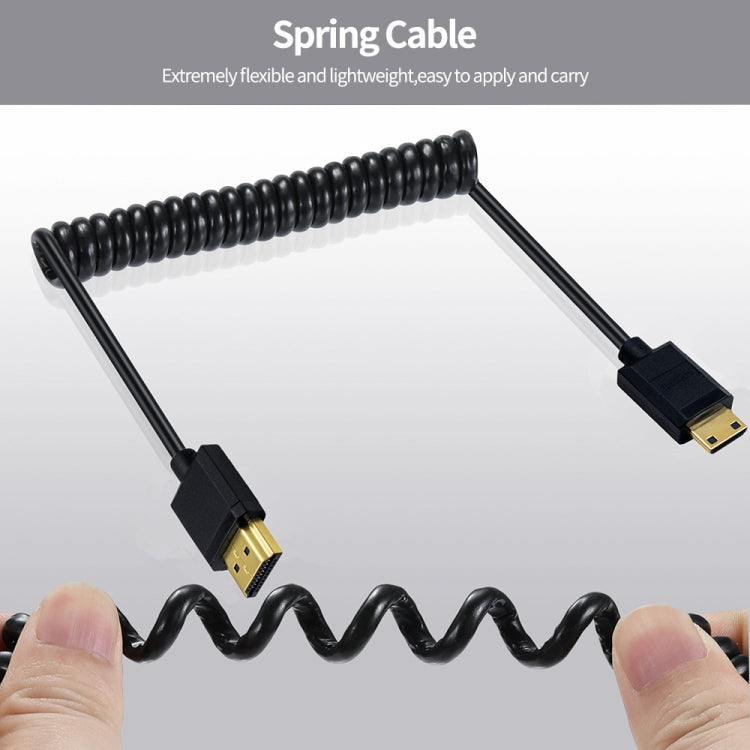 JUNSUNMAY 4K 60Hz Mini HDMI Male to HDMI 2.0V Male Spring Cable, Length:1.8m(Left) - Cable by JUNSUNMAY | Online Shopping South Africa | PMC Jewellery | Buy Now Pay Later Mobicred