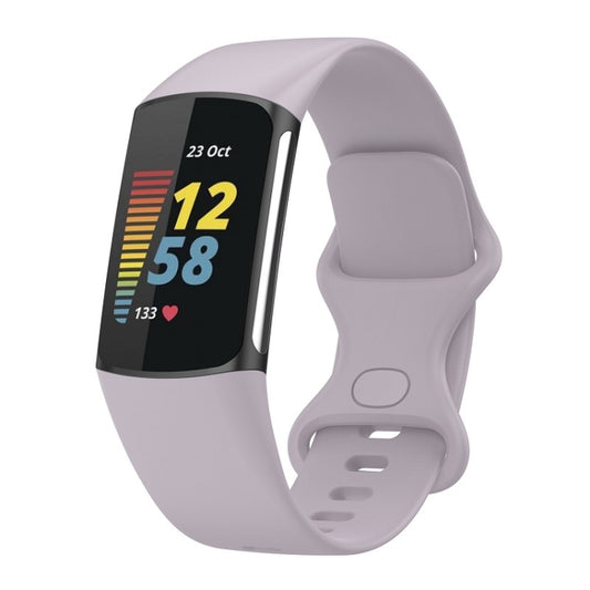 For Fitbit Charge 6 Solid Color Butterfly Buckle Silicone Watch Band, Size:L Size(Light Purple) - Watch Bands by PMC Jewellery | Online Shopping South Africa | PMC Jewellery | Buy Now Pay Later Mobicred