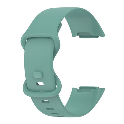 For Fitbit Charge 6 Solid Color Butterfly Buckle Silicone Watch Band, Size:S Size(Pine Green) - Watch Bands by PMC Jewellery | Online Shopping South Africa | PMC Jewellery | Buy Now Pay Later Mobicred