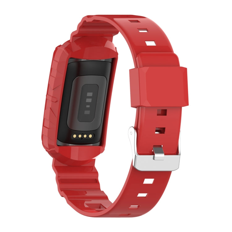 For Fitbit Charge 6 / 5 / 4 / 3 Armor Integrated TPU Watch Band(Red) - Watch Bands by PMC TechLife | Online Shopping South Africa | PMC TechLife | Buy Now Pay Later Mobicred