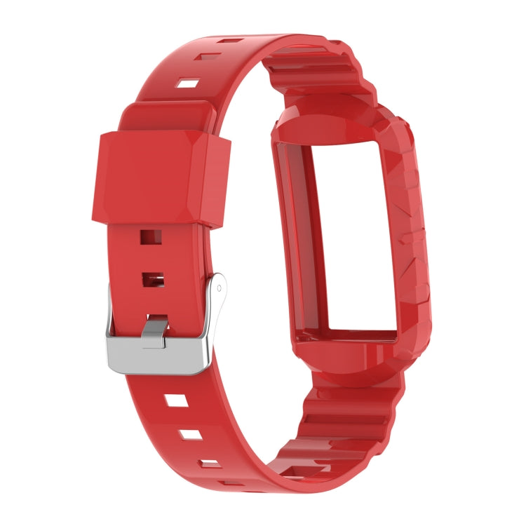 For Fitbit Charge 6 / 5 / 4 / 3 Armor Integrated TPU Watch Band(Red) - Watch Bands by PMC Jewellery | Online Shopping South Africa | PMC Jewellery | Buy Now Pay Later Mobicred