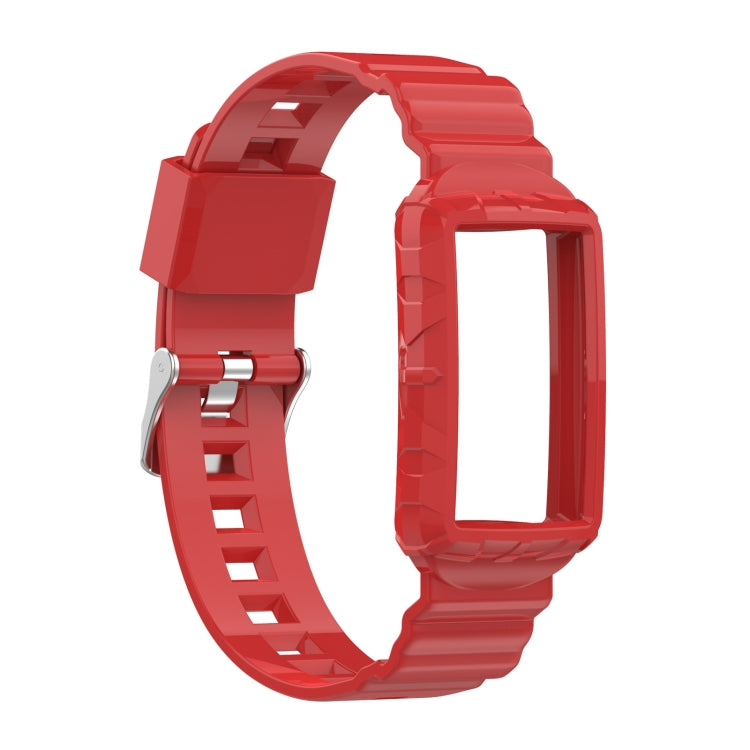 For Fitbit Charge 6 / 5 / 4 / 3 Armor Integrated TPU Watch Band(Red) - Watch Bands by PMC TechLife | Online Shopping South Africa | PMC TechLife | Buy Now Pay Later Mobicred