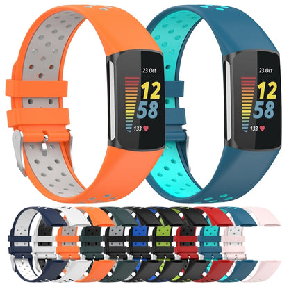 For Fitbit Charge 6 Dual Color Breathable Silicone Watch Band(Black+Blue) - Watch Bands by PMC Jewellery | Online Shopping South Africa | PMC Jewellery | Buy Now Pay Later Mobicred