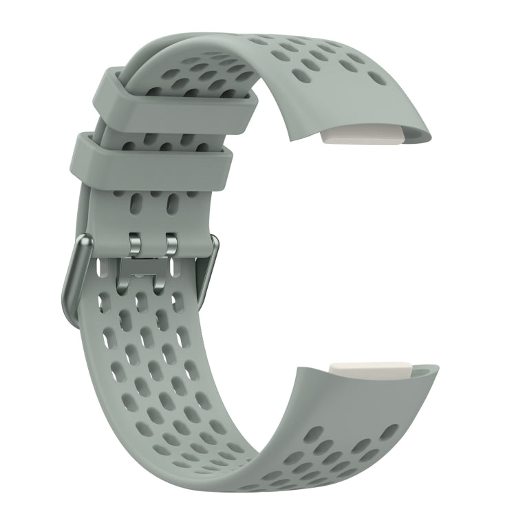 For Fitbit Charge 6 Solid Color Breathable Sports Silicone Watch Band(Gray) - Watch Bands by PMC TechLife | Online Shopping South Africa | PMC TechLife