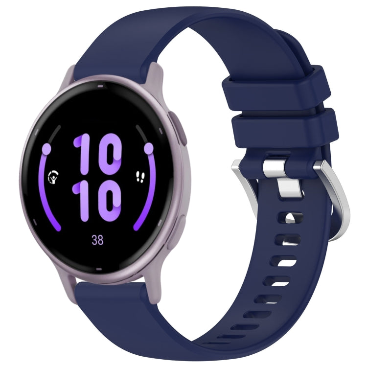 For Garmin Active5 Liquid Glossy Silver Buckle Silicone Watch Band(Dark Blue) - free shipping - PMC TechLife - Order now!