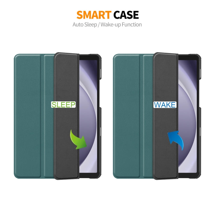 For Samsung Galaxy Tab A9+ 11.0 ENKAY Tri-fold Custer Texture Leather Smart Tablet Case(Dark Blue) - free shipping - PMc TechLife - Order now!