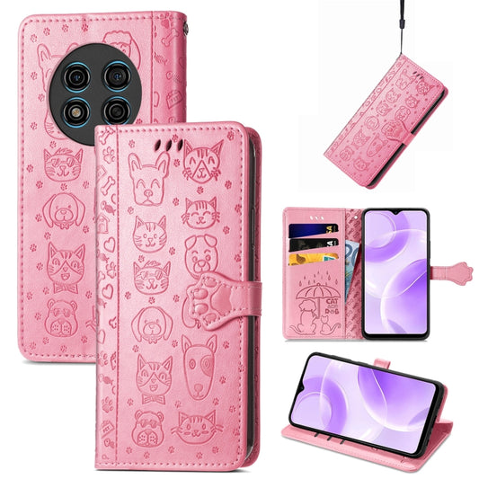 For Ulefone Note 15 Cat and Dog Embossed Leather Phone Case(Pink) - Ulefone Cases by PMC Jewellery | Online Shopping South Africa | PMC Jewellery | Buy Now Pay Later Mobicred