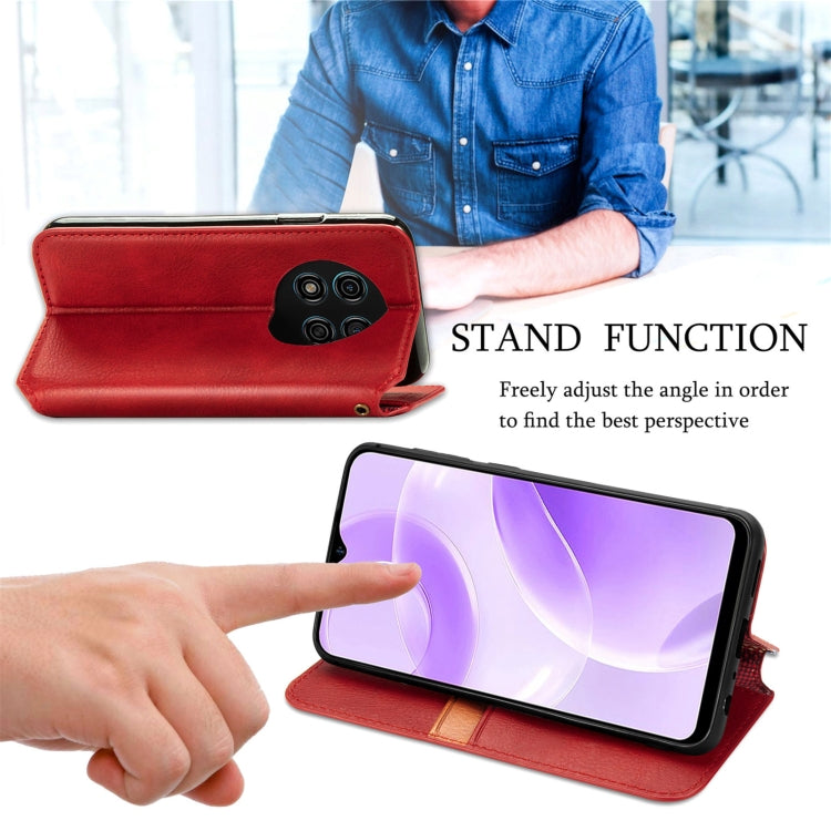 For Ulefone Note 15 Cubic Grid Pressed Magnetic Leather Phone Case(Red) - Ulefone Cases by PMC Jewellery | Online Shopping South Africa | PMC Jewellery | Buy Now Pay Later Mobicred