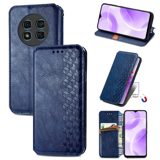 For Ulefone Note 15 Cubic Grid Pressed Magnetic Leather Phone Case(Blue) - Ulefone Cases by PMC Jewellery | Online Shopping South Africa | PMC Jewellery | Buy Now Pay Later Mobicred