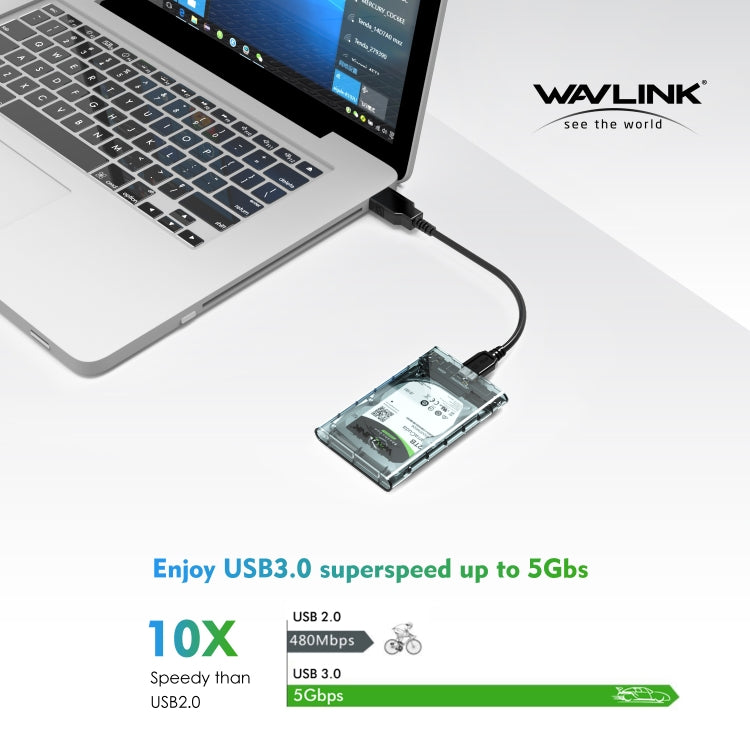 WAVLINK ST239 USB3.0 Transparent SATA External Solid-state SSD 2.5-inch Mobile Hard Disk Case - HDD Enclosure by WAVLINK | Online Shopping South Africa | PMC Jewellery | Buy Now Pay Later Mobicred